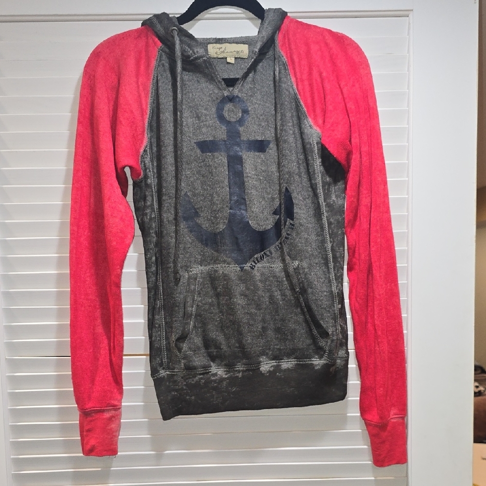 Vintage Havana Gray and Red Anchor Sweater